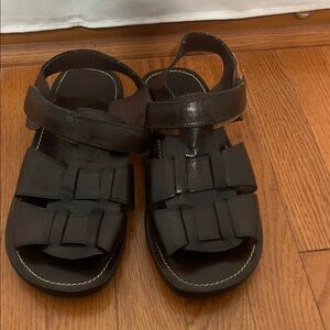 Men's Black Leather Sandals